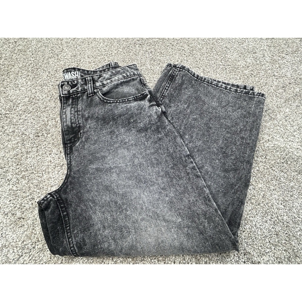 REWASH Size 7/28 Y2K Baggy Super High Rise Distressed Jeans Wide Leg Streetwear